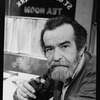 Playwright Athol Fugard with a pipe in his mouth on the set of the Broadway production of his play "Master Harold...And The Boys"