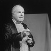 Director Peter Brook on the set of the BAM production of the play "The Cherry Orchard.".