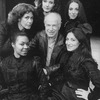 Director Peter Brook (C) with five singers who alternate as Carmen in the Broadway production of the opera "La Tragedie De Carmen." (clockwise frombottom L Cynthia Clarey, Eva Saurova, Helene Delavault, Emily Golden and Patricia Schuman)