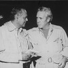 (L-R) Director Jose Quintero talking with actor Jason Robards during a break in rehearsing the Broadway revival of the play "A Touch Of The Poet"