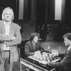 (L-R) Lyricist Tim Rice with actors Philip Casnoff and David Carroll on the set of the Broadway production of the musical "Chess.".