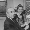 Composer Richard Rodgers and actress Liv Ullmann holding a flower; she will play the lead in the Broadway production of the musical "I Remember Mama.".