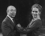 Composer Richard Rodgers and actress Liv Ullmann on the set of the Broadway production of the musical "I Remember Mama.".