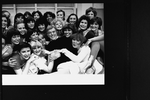 Director/choreographer Gower Champion (C) surrounded by chorus girls incl. girlfriend Wanda Richert (6R) at a rehearsal for the Broadway production of the musical "42nd Street"