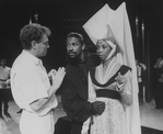 (L-R) Director Robin Phillips working with actors Denzel Washington and Sharon Washington during a rehearsal for the NY Shakespeare Festival Central Park production of the play "Richard III"
