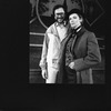 Actress Betty Buckley (R) in drag with composer Rupert Holmes on the set of the Broadway production of the musical "The Mystery Of Edwin Drood.".