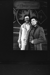 Actress Betty Buckley (R) in drag with composer Rupert Holmes on the set of the Broadway production of the musical "The Mystery Of Edwin Drood.".