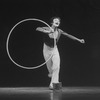 Mime Marcel Marceau performing with a giant hoop in his one-man show "Marcel Marceau On Broadway."