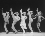 Entertainer Shirley MacLaine (L) with unidentified dancers in a number from the show "Shirley MacLaine On Broadway.".