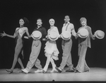 Entertainer Shirley MacLaine (R) with unidentified dancers in a number from the show "Shirley MacLaine On Broadway.".