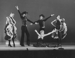 Entertainer Shirley MacLaine (C) with unidentified dancers in a number from the show "Shirley MacLaine On Broadway.".