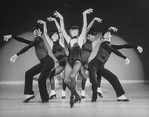 Entertainer Shirley MacLaine (C) with unidentified dancers doing the "Steam Heat" number from the show "Shirley MacLaine On Broadway.".