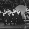 Actress Liza Minnelli (R) performing a musical number with dancers incl. future choreographer Wayne Cilento (2L) in a scene from the Broadway production of the musical "The Act"