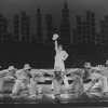 Actress Liza Minnelli (C) performing a musical number with dancers incl. future choreographer Wayne Cilento (3R) in a scene from the Broadway production of the musical "The Act"