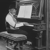 Musical director Luther Henderson at the onstage piano during the Broadway production of the musical "Ain't Misbehavin'.".