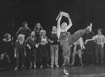 Actress Meryl Streep (4R) as Alice in Wonderland with actors Amanda Plummer (L), Deborah Rush (5L) and Mark Linn-Baker in a scene from the NY Shakespeare Festival production of the musical "Alice."