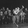Actress Meryl Streep (4R) as Alice in Wonderland with actors Amanda Plummer (L), Deborah Rush (5L), Michael Jeter (3R) and Mark Linn-Baker (R) in a scene from the NY Shakespeare Festival production of the musical "Alice."