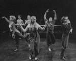 Actress Meryl Streep (C) as Alice in Wonderland with actors Amanda Plummer (R), Deborah Rush (L) and Mark Linn-Baker (2L) in a scene from the NY Shakespeare Festival production of the musical "Alice."