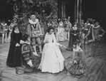 Actresses Eva Le Gallienne (L) and Jan Miner (4R) in a scene from the American Shakespeare Festival production of "All's Well That Ends Well."