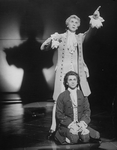 Actors Dennis Boutsikaris (B, as Mozart) and Frank Langella (T, as Salieri) in a scene from the Broadway production of the play "Amadeus"
