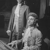 Actors Dennis Boutsikaris (B, as Mozart) and Frank Langella (T, as Salieri) in a scene from the Broadway production of the play "Amadeus"