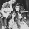 Actor David Dukes as Salieri with an unidentified actress in a scene from the Broadway production of the play "Amadeus"