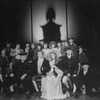 Actors John Pankow as Mozart (FRONT, 2L) and David Dukes as Salieri (FRONT, 2R) with others in a scene from the Broadway production of the play "Amadeus"