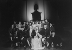 Actors John Pankow as Mozart (FRONT, 2L) and David Dukes as Salieri (FRONT, 2R) with others in a scene from the Broadway production of the play "Amadeus"