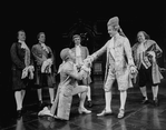Actors Mark Hamill as Mozart (R) and David Birney as Salieri (L) with others in a scene from the Broadway production of the play "Amadeus"