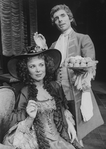 Actor David Birney as Salieri with an unidentified actress in a scene from the Broadway production of the play "Amadeus"