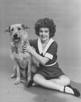 Actress Andrea McArdle as Little Orphan Annie with Sandy the dog in a scene from the Broadway production of the musical "Annie.".