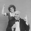 Actors Andrea McArdle as Little Orphan Annie and Reid Shelton as Daddy Warbucks in a scene from the Broadway production of the musical "Annie.".