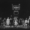 (John Schuck (as Daddy Warbucks), Allison Smith (as Little Orphan Annie), Rita Rudner (as Lily) and ensemble in a scene from the stage production Annie