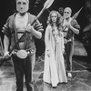 Actors Charles Cioffi (2L), Dimitra Arliss (C) and Pauline Flanagan (R) in a scene from the Lincoln Center Repertory production of "Antigone"