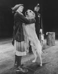 Actress Andrea McArdle as Little Orphan Annie with Sandy the dog in a scene from the Broadway production of the musical "Annie.".