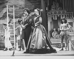 Actors Jim Dale and Glenn Close as P.T. Barnum and his wife Chairy in a scene from the Broadway production of the musical "Barnum"