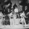 Unidentified actors impersonating Beatles (L-R) Paul McCartney, George Harrison, Ringo Starr and John Lennon in a scene from the Broadway production of the show "Beatlemania."