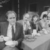 (L-R) Actors John Lithgow, Peter Michael Goetz, Kate MacGregor Stewart, Jack Gilpin, David Hyde Pierce and Dianne Wiest in a scene from the Broadway production of the play "Beyond Therapy.".