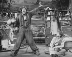 Actors John Goodman (L) and Daniel Jenkins as Huckleberry Finn (R) in a scene from the Broadway production of the musical "Big River"