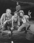 (L-R) Actors Bob Gunton, Daniel Jenkins (as Huck Finn), Ron Richardson and Rene Auberjonois in a scene from the Broadway production of the musical "Big River"