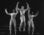 Hoofer Savion Glover (C) tap dancing in a scene from the Broadway production of the musical "Black And Blue"