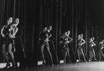 Tap dancers performing in a scene from the Broadway production of the musical "Black And Blue"