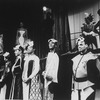 Actors Maya Angelou (5L) and Raymond St. Jacques (4R) with others in a scene from the Off-Broadway production of the play "The Blacks."