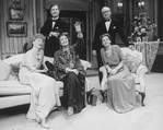 (L-R) Actors Judith Ivey, Richard Chamberlain, Geraldine Page, William LeMassena and Patricia Conolly in a scene from the Broadway revival of the play "Blithe Spirit"