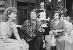 (L-R) Actors Judith Ivey, Geraldine Page, Nicola Cavendish and Patricia Conolly in a scene from the Broadway revival of the play "Blithe Spirit"