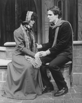 Singers Linda Ronstadt and Howard McGillin in a scene from the NY Shakespeare Festival production of the opera "La Boheme."