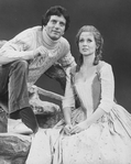 Actors Martin Vidnovic and Meg Bussert in a scene from the Broadway revival of the musical "Brigadoon"