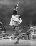 Ice skater John Curry and dancer Marina Eglevsky in a scene from the Broadway revival of the musical "Brigadoon"