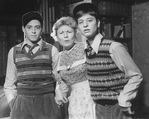 (L-R) Actors Matthew Broderick, Marilyn Chris and Fisher Stevens in a scene from the Broadway production of the play "Brighton Beach Memoirs.".