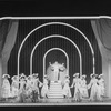 Actor Gene Barry and drag performers in a scene from the Broadway production of the musical "La Cage Aux Folles."